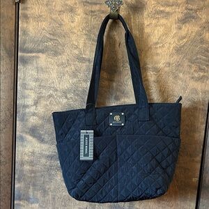 Alexis Bendel Black Quilted Tote Bag